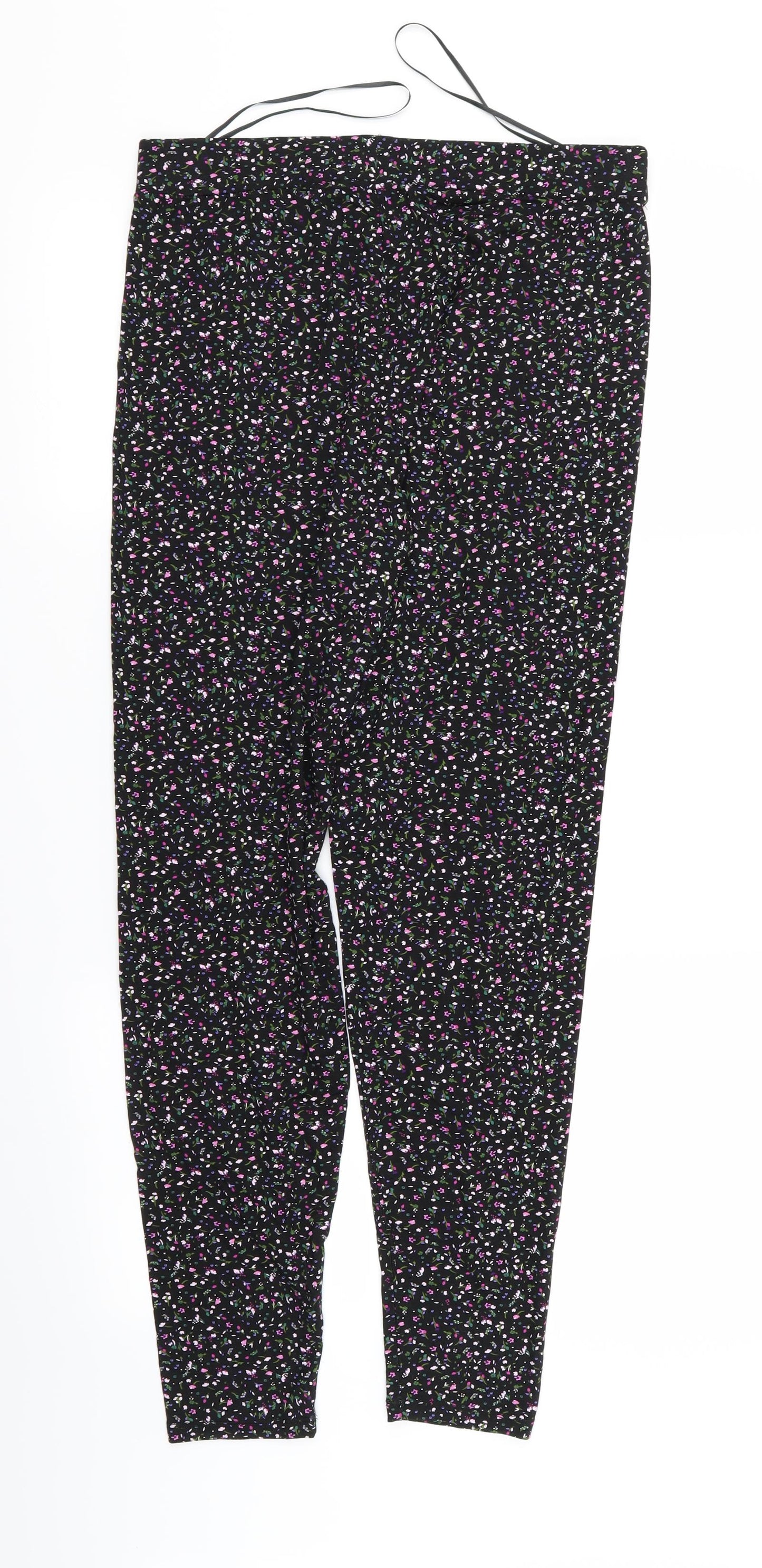 TU Womens Black Floral  Jegging Leggings Size 14 L27 in - Stretch waistband/legging