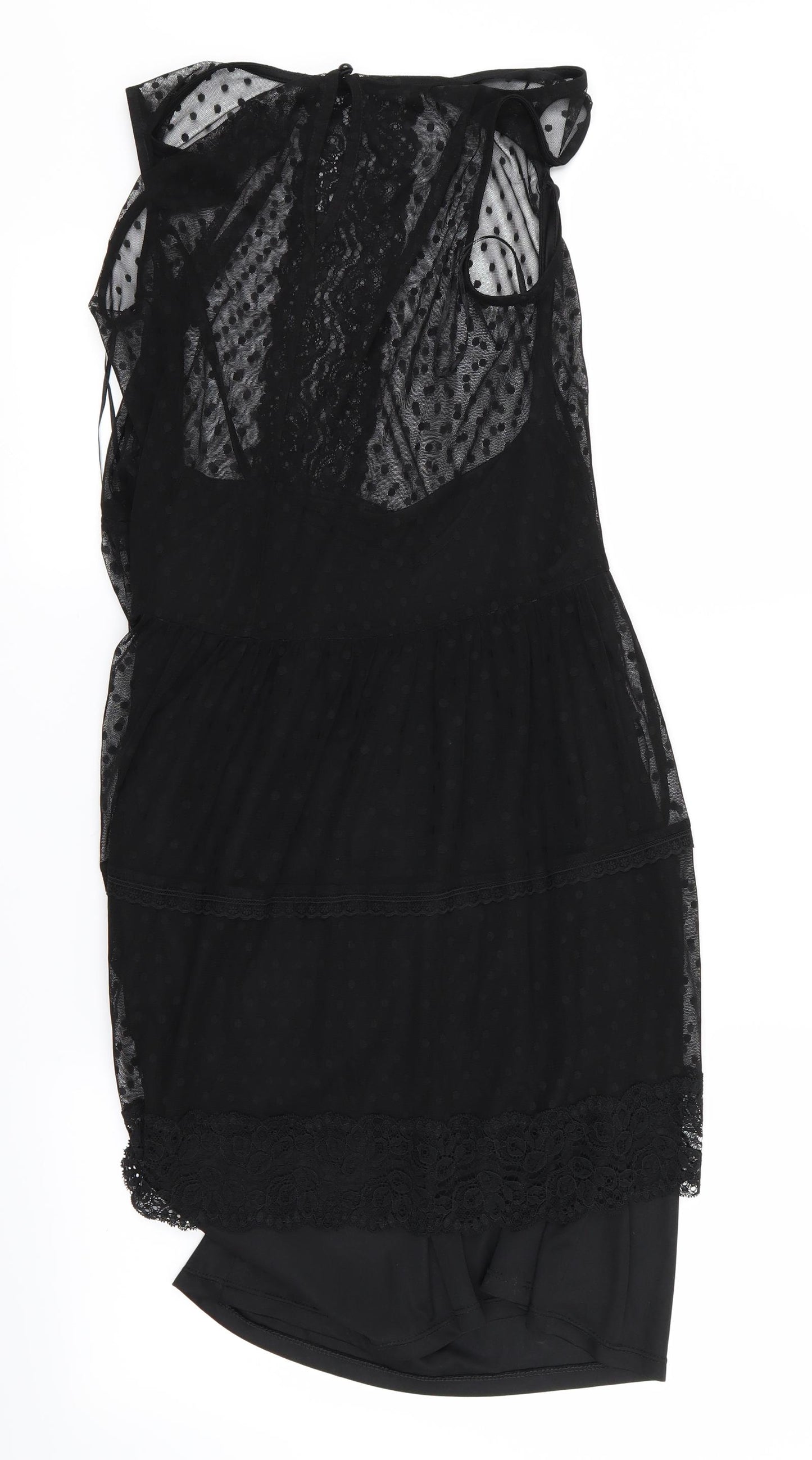 Miss Selfridge Womens Black Polka Dot  Fit & Flare  Size 16
