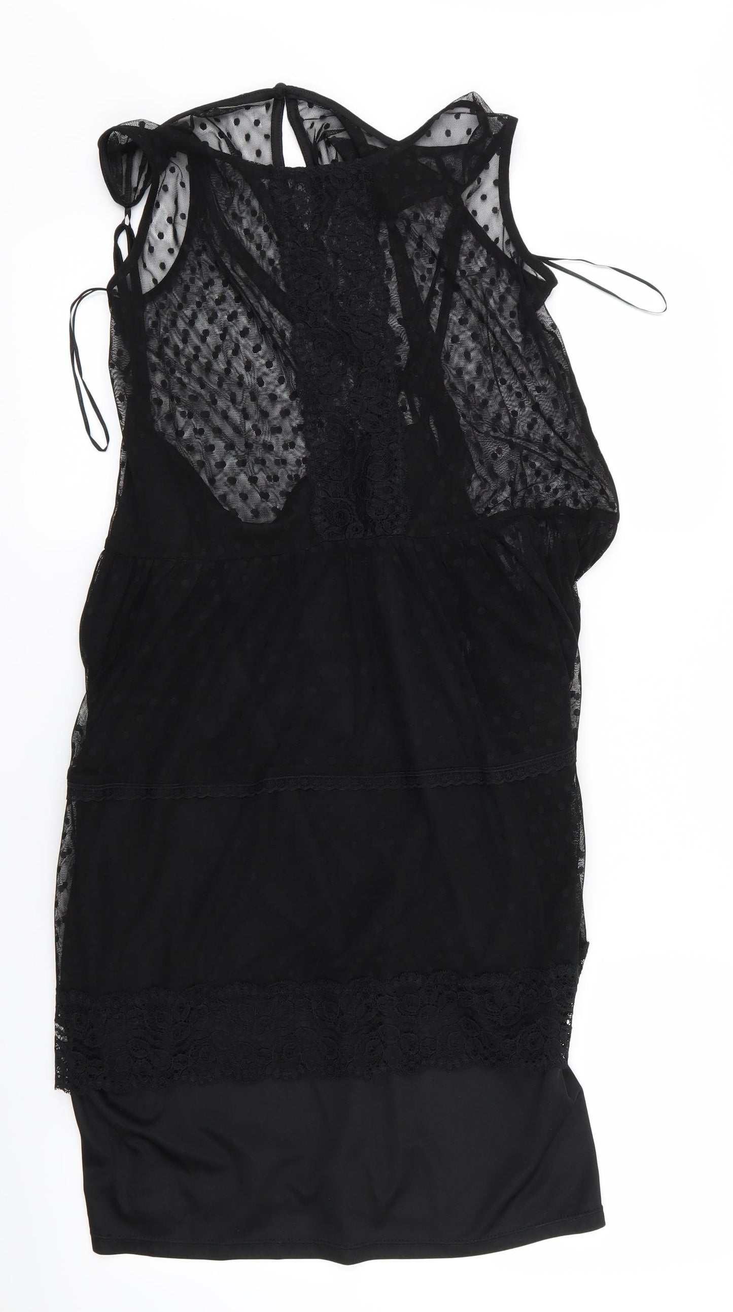 Miss Selfridge Womens Black Polka Dot  Fit & Flare  Size 16