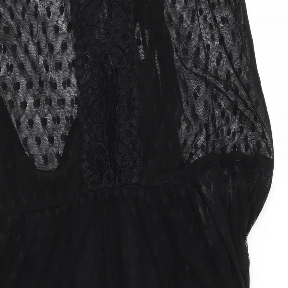 Miss Selfridge Womens Black Polka Dot  Fit & Flare  Size 16