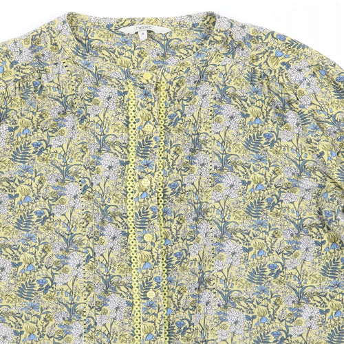NEXT Womens Yellow Floral  Basic Button-Up Size 18