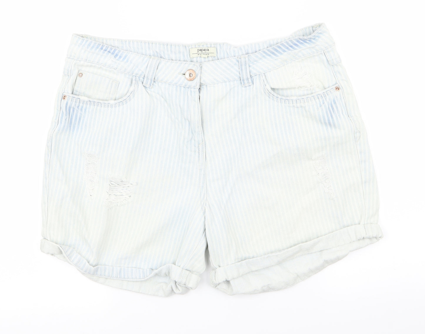 Papaya Womens Blue  Denim Hot Pants Shorts Size 14