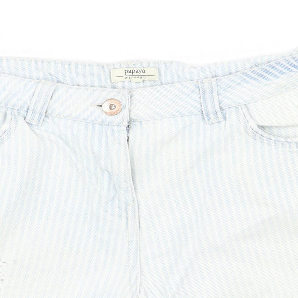 Papaya Womens Blue  Denim Hot Pants Shorts Size 14