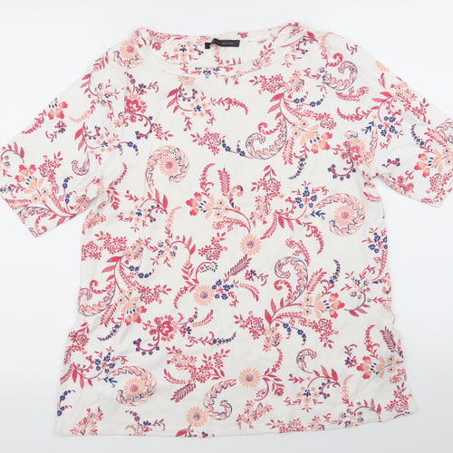 M&S Womens White Floral  Basic T-Shirt Size 20