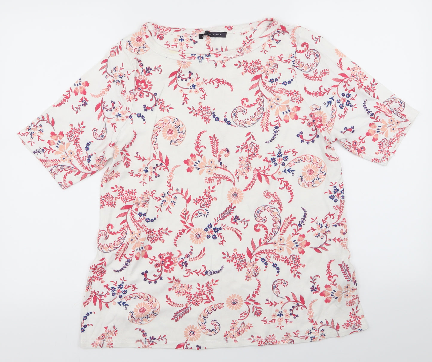 M&S Womens White Floral  Basic T-Shirt Size 20