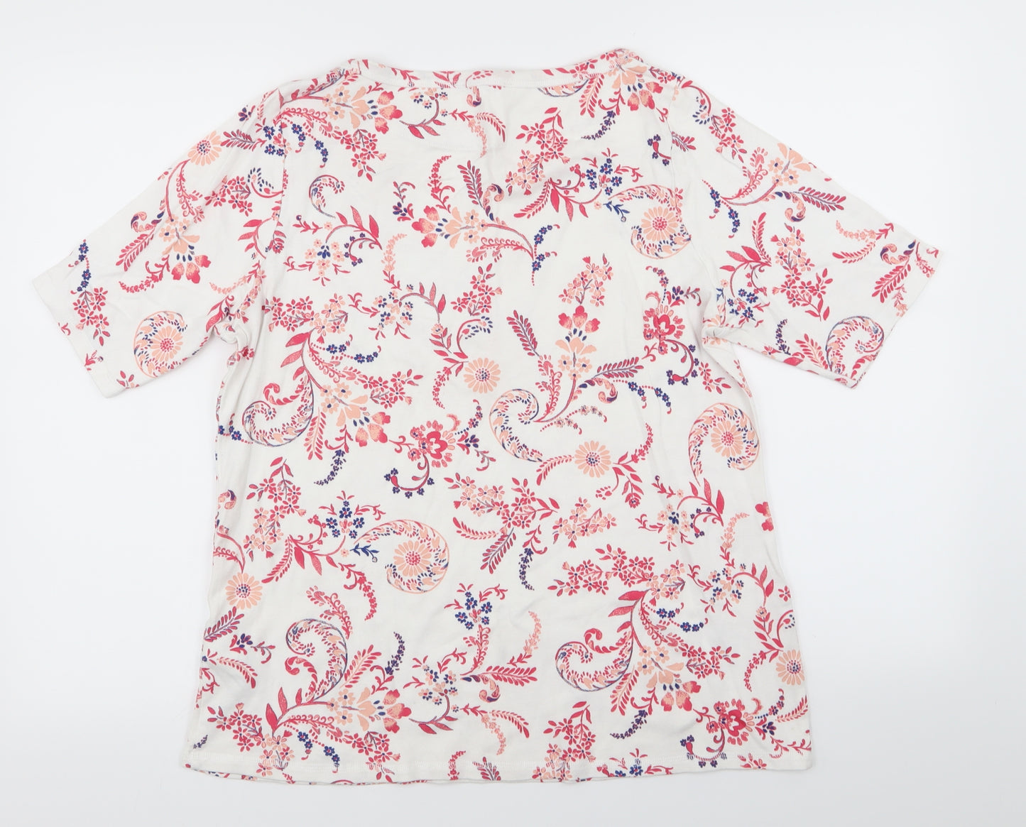M&S Womens White Floral  Basic T-Shirt Size 20