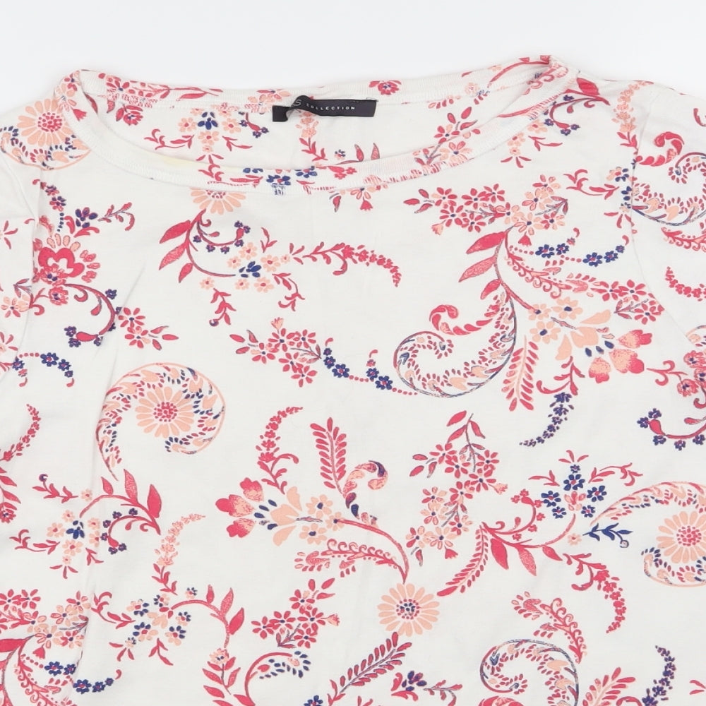M&S Womens White Floral  Basic T-Shirt Size 20