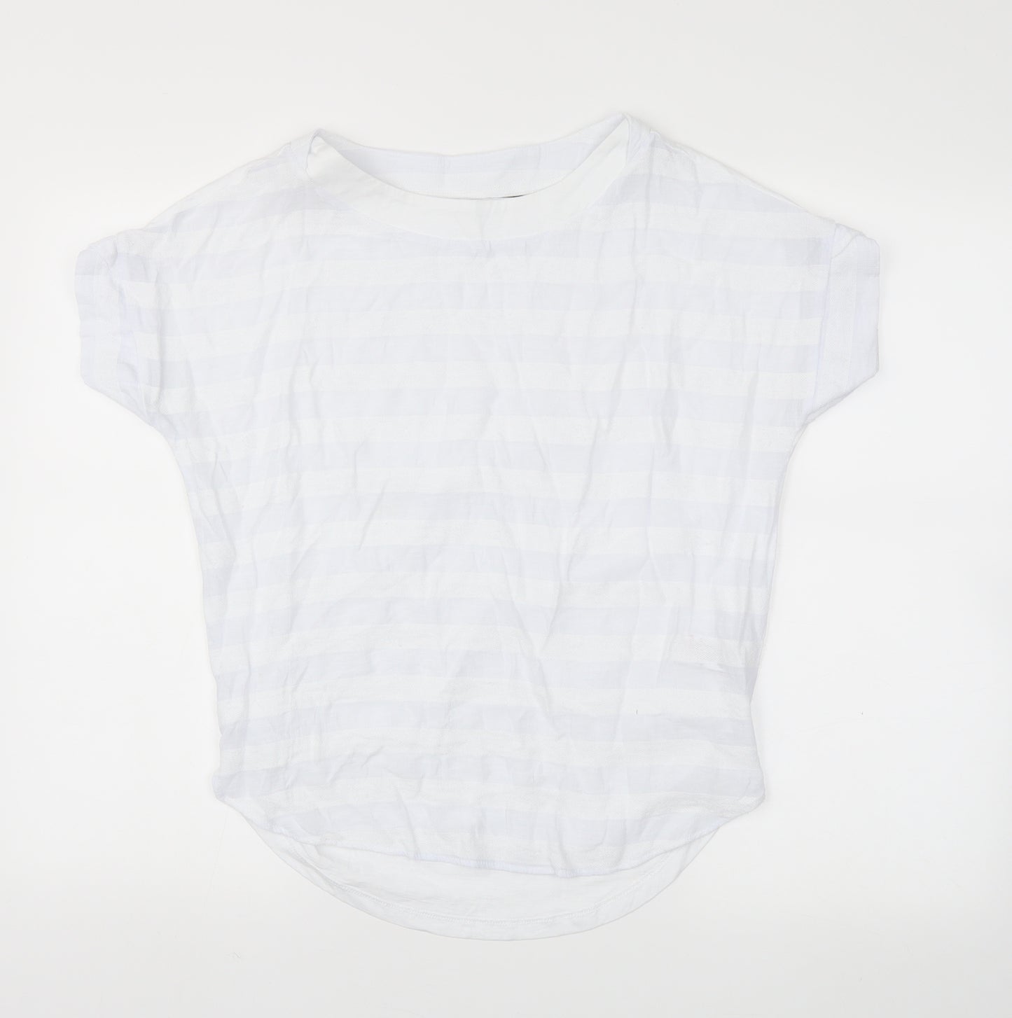 next  Womens White Striped  Basic T-Shirt Size 6