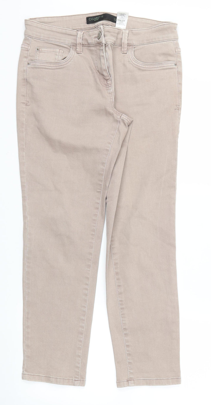 next Mens Beige Straight Jeans Size 16 L27 in