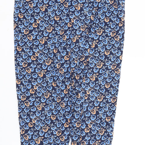 next  Womens Blue Floral  Jogger Trousers Size 6 L25 in - Stretch waistband