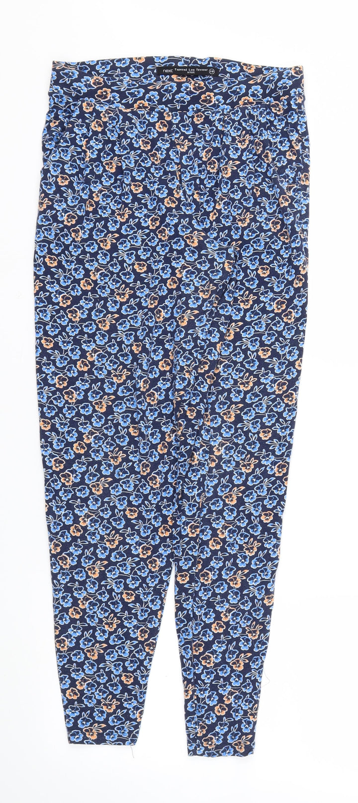 next Womens Blue Floral Jogger Trousers Size 6 L25 in - Stretch waistband