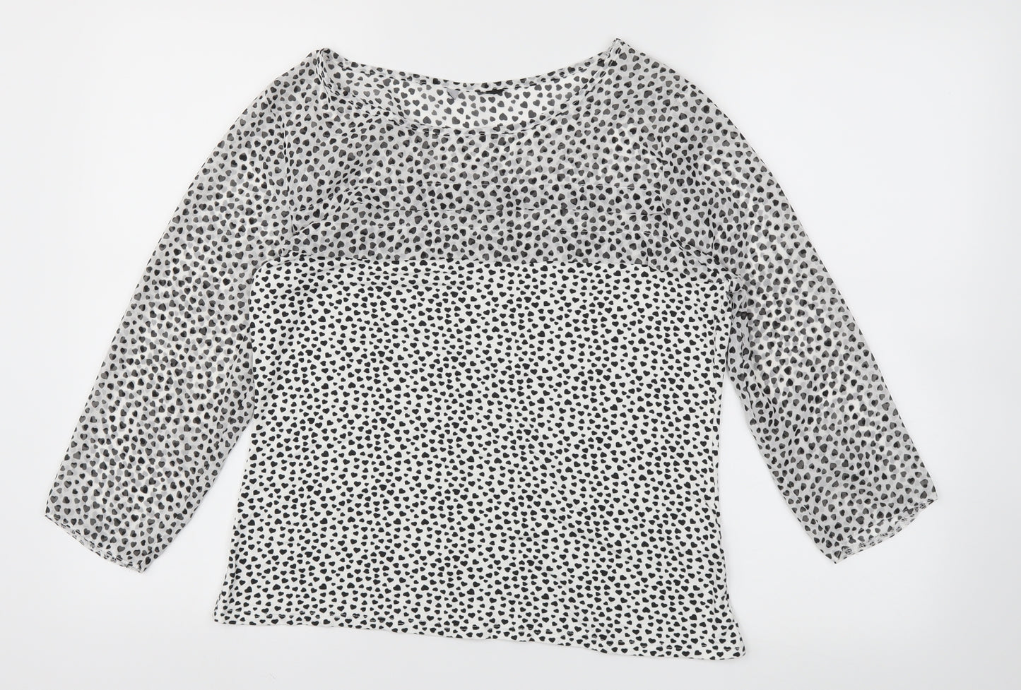 Preworn Womens White Polka Dot  Basic T-Shirt Size 14