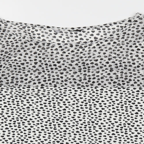 Preworn Womens White Polka Dot  Basic T-Shirt Size 14