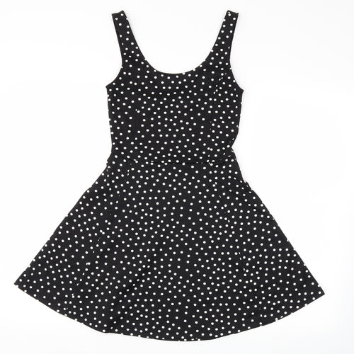H&M Womens Black Polka Dot  Fit & Flare  Size 4