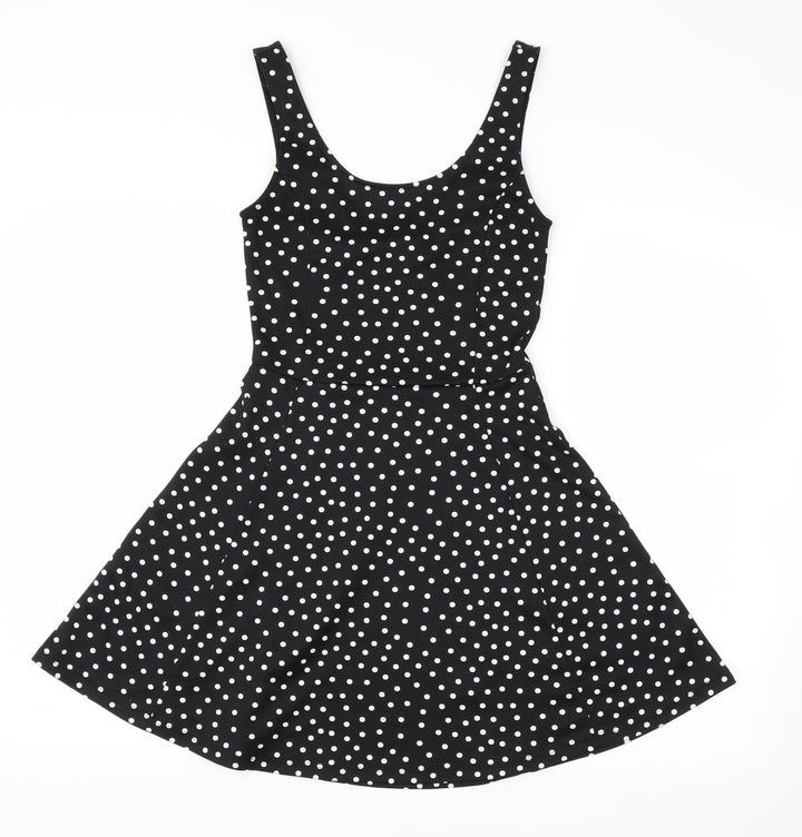 H&M Womens Black Polka Dot  Fit & Flare  Size 4