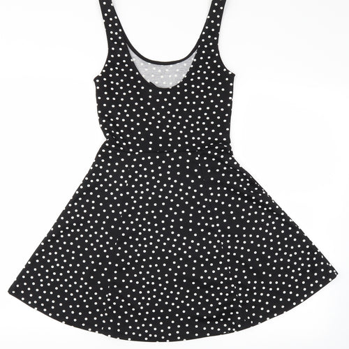 H&M Womens Black Polka Dot  Fit & Flare  Size 4