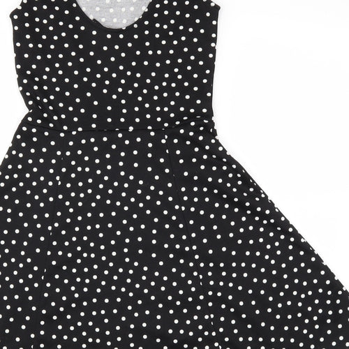 H&M Womens Black Polka Dot  Fit & Flare  Size 4