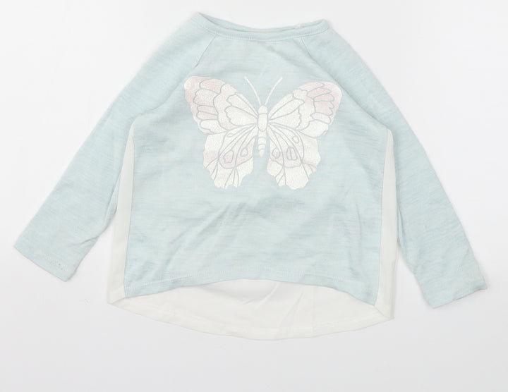 H&M Girls Blue Animal Print Basic T-Shirt Size 2 Years
