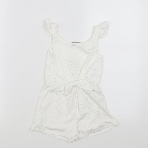 Jeff & Co Girls White   Playsuit One-Piece Size 3-4 Years  - crochet detail