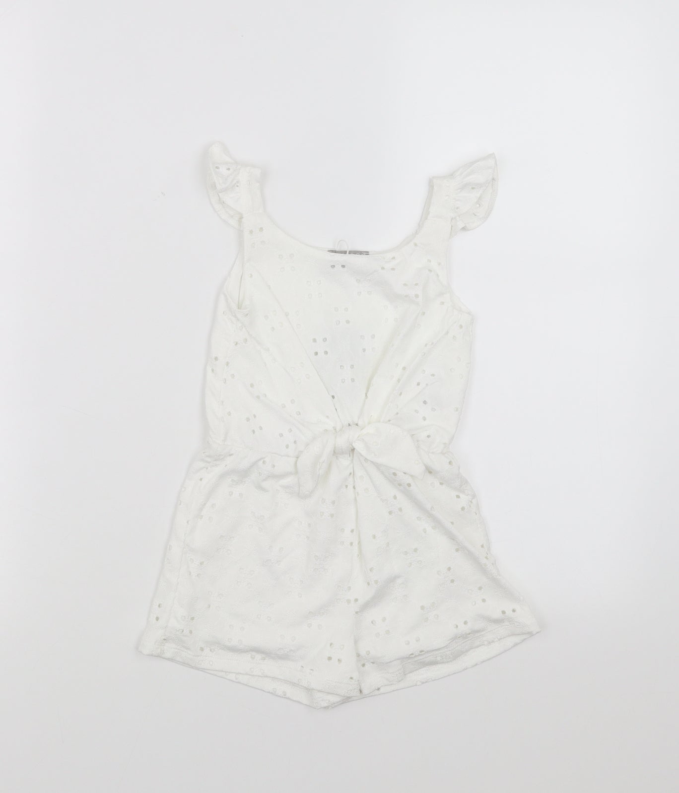 Jeff & Co Girls White   Playsuit One-Piece Size 3-4 Years  - crochet detail