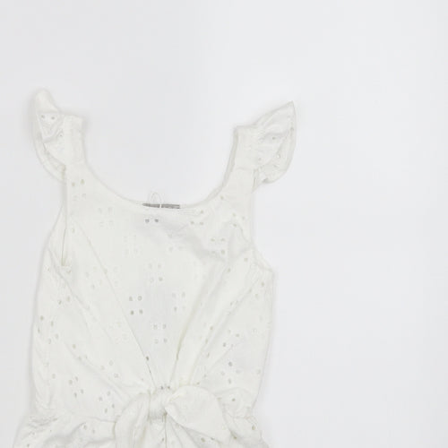 Jeff & Co Girls White   Playsuit One-Piece Size 3-4 Years  - crochet detail