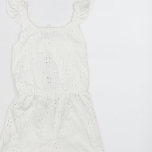 Jeff & Co Girls White   Playsuit One-Piece Size 3-4 Years  - crochet detail