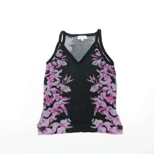 Mixin Womens Black Floral Knit Basic Blouse Size M