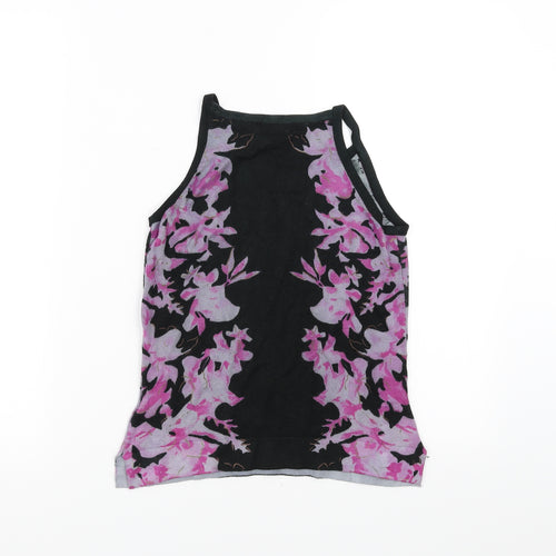Mixin Womens Black Floral Knit Basic Blouse Size M