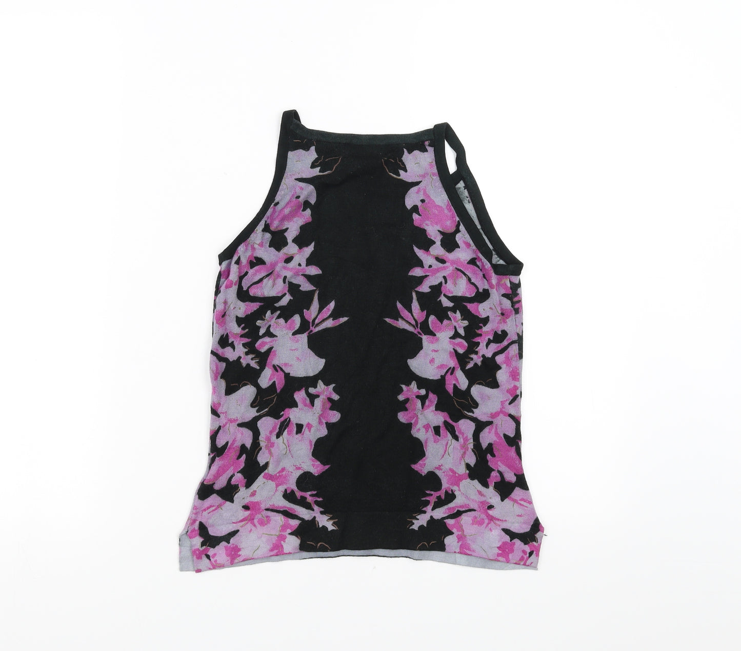 Mixin Womens Black Floral Knit Basic Blouse Size M