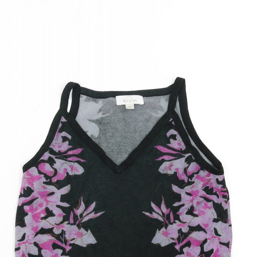 Mixin Womens Black Floral Knit Basic Blouse Size M