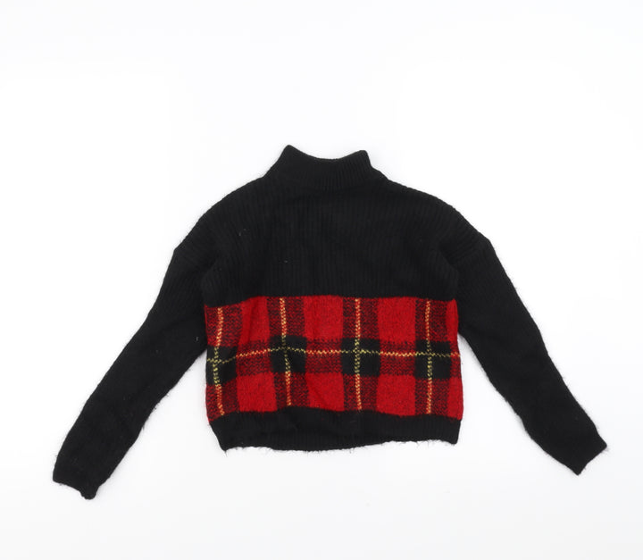 Select Girls Black   Pullover Jumper Size 9 Years  - tartan detail