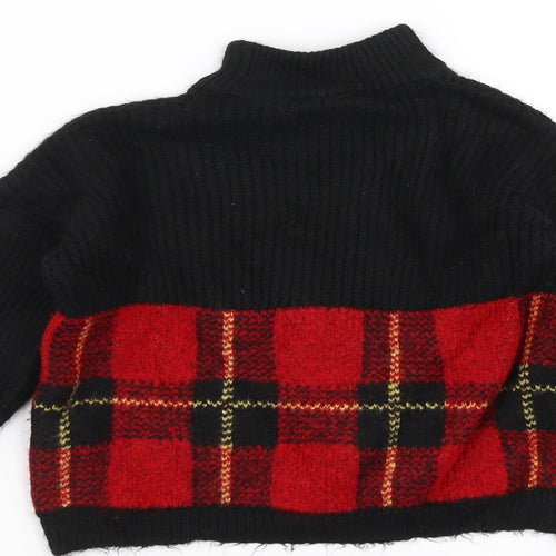 Select Girls Black   Pullover Jumper Size 9 Years  - tartan detail