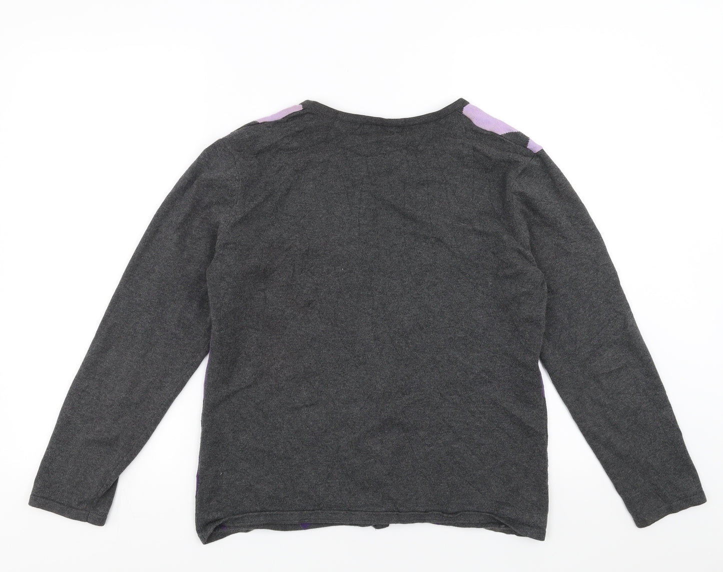 Karen Scott Womens Grey Argyle/Diamond  Cardigan Jumper Size M