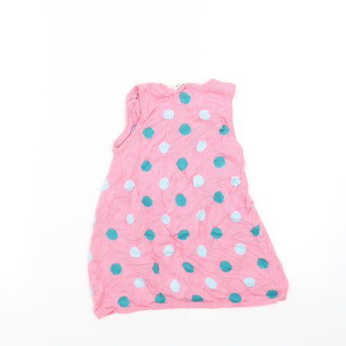 George Girls Pink Polka Dot Knit Jumper Dress  Size 18-24 Months