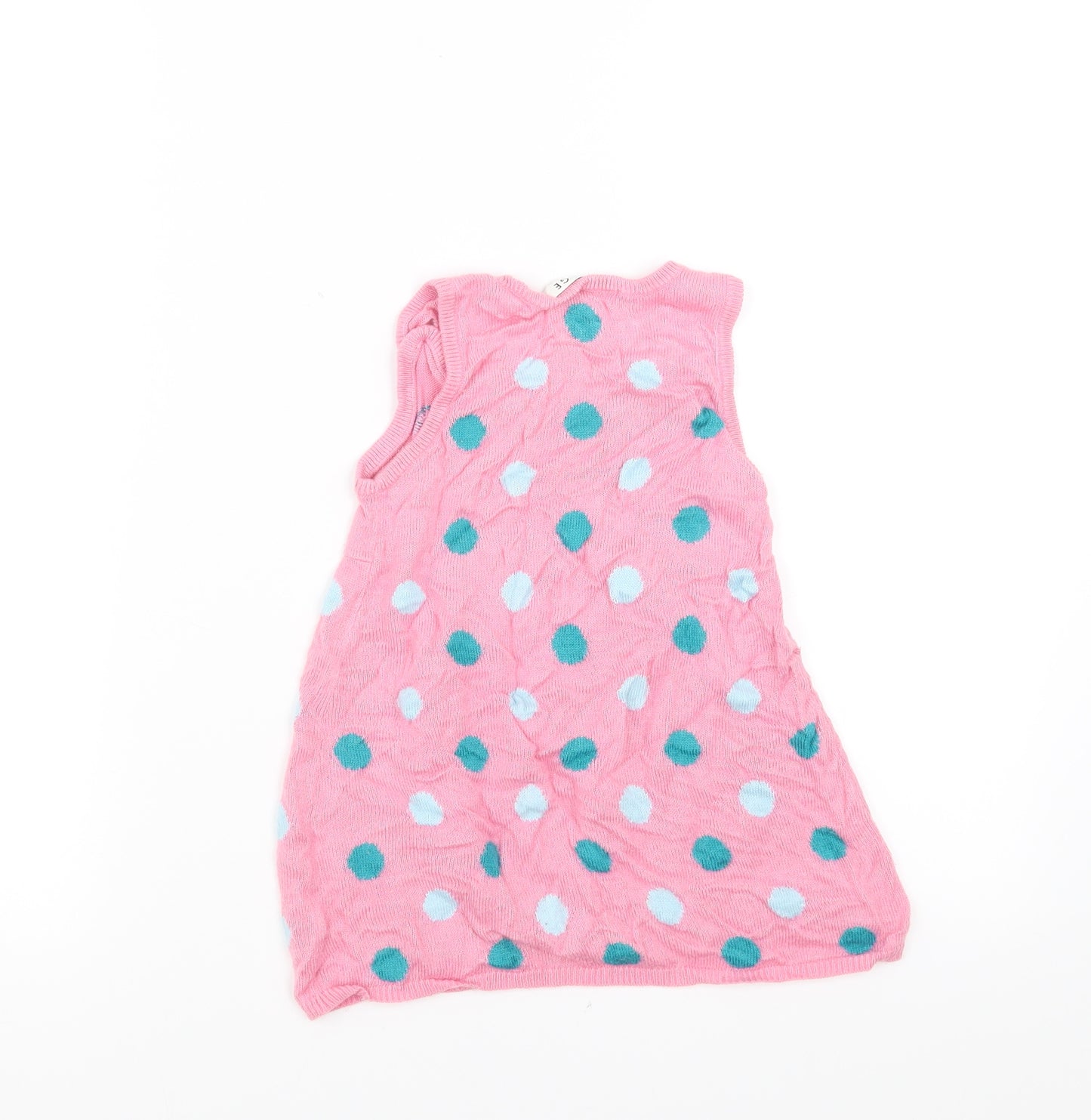 George Girls Pink Polka Dot Knit Jumper Dress  Size 18-24 Months