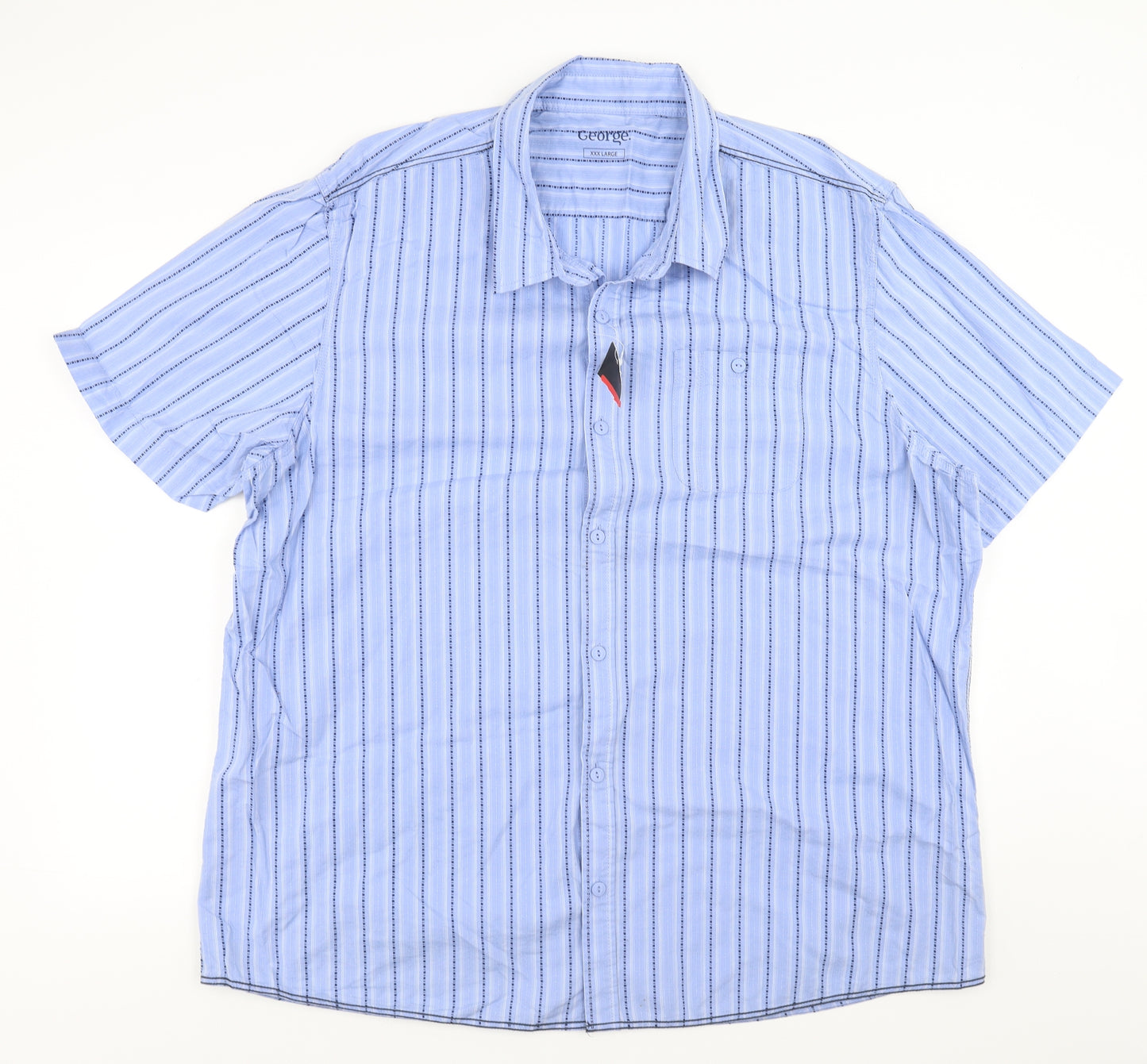George Mens Blue Striped   Button-Up Size 3XL