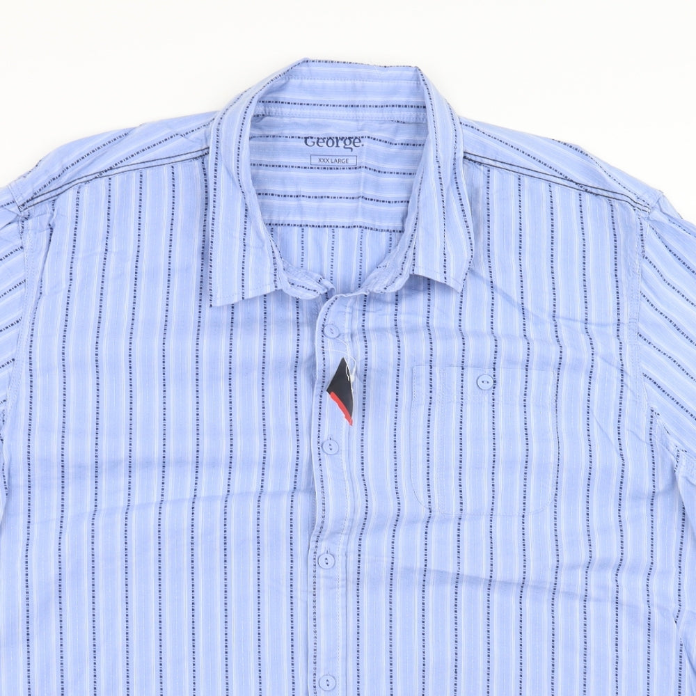 George Mens Blue Striped   Button-Up Size 3XL