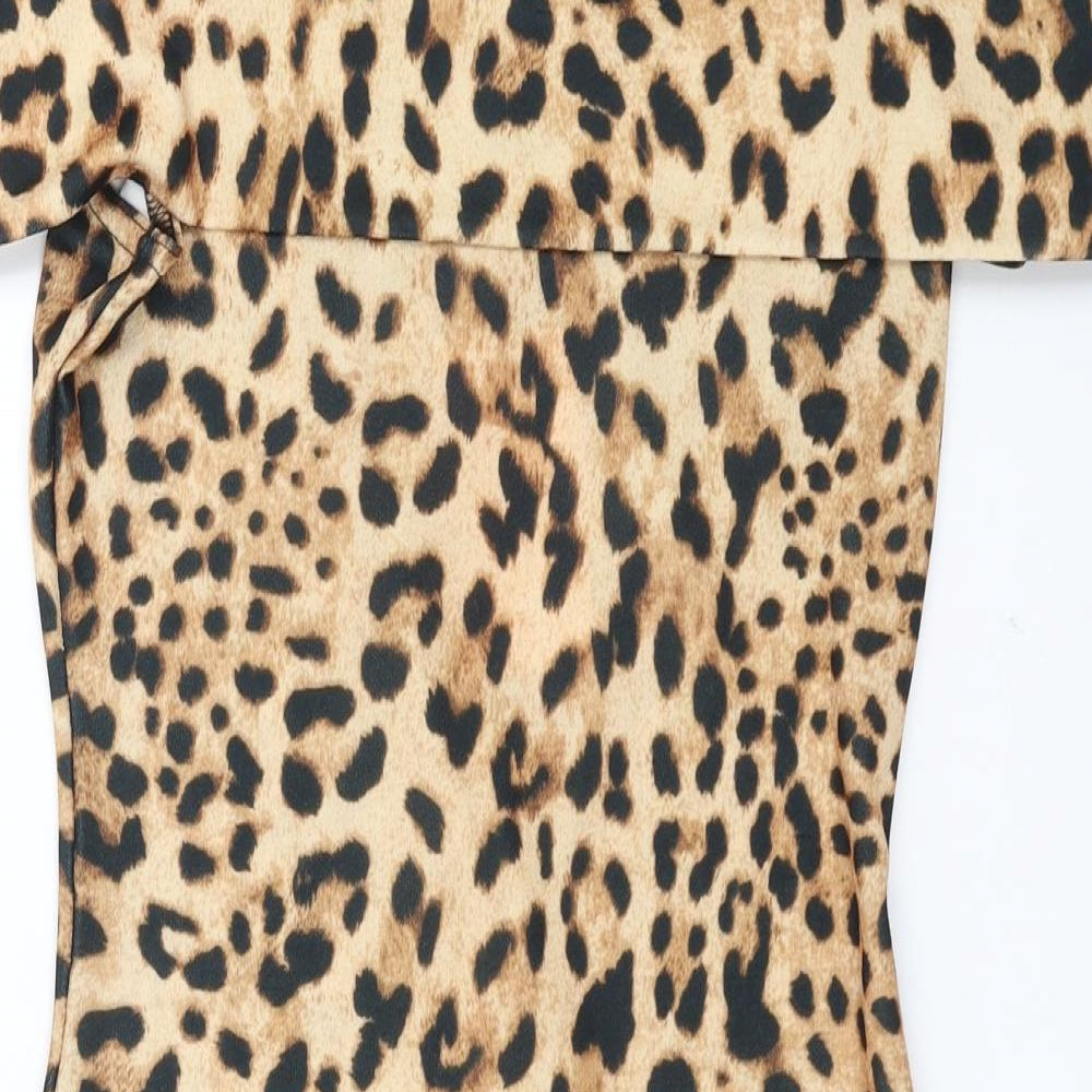 Missguided Womens Brown Animal Print  Bodycon  Size 12