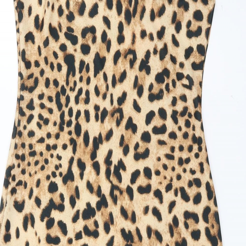 Missguided Womens Brown Animal Print  Bodycon  Size 12