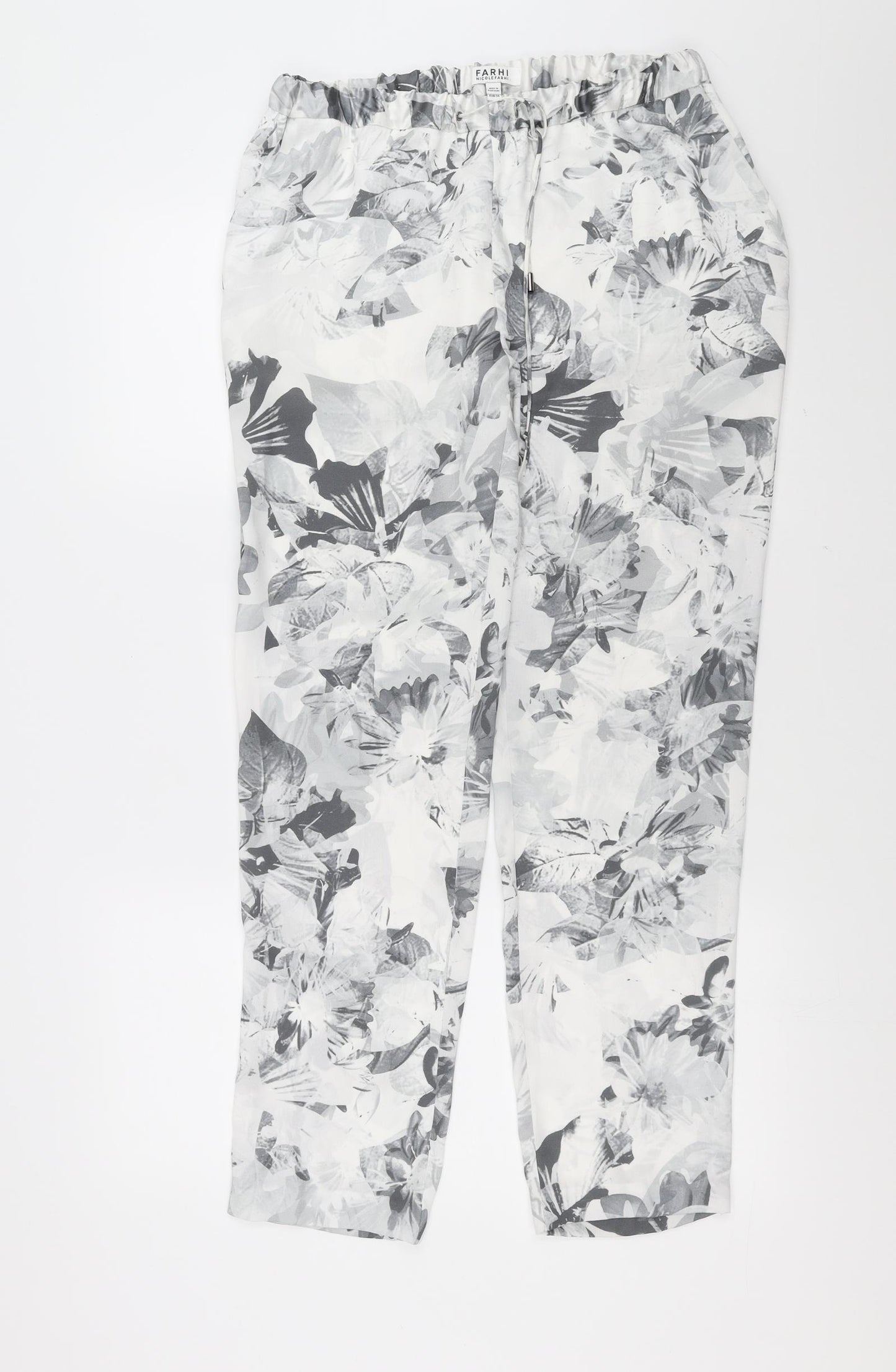 FARHI Womens Grey Floral  Jogger Trousers Size 10 L29 in