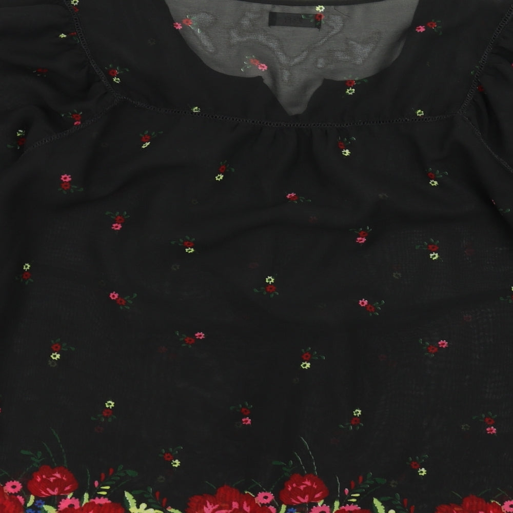 F&F Womens Black Floral  Basic Blouse Size 18  - sheer