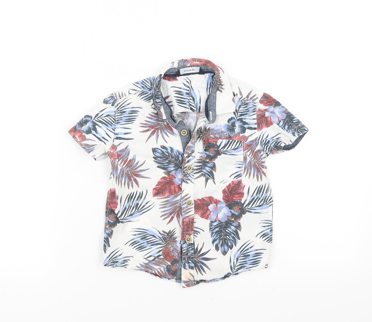 George Boys White Floral  Basic Button-Up Size 2-3 Years