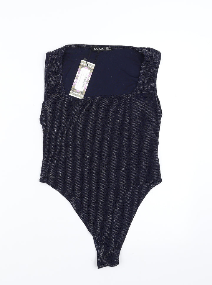 Boohoo Womens Blue Bodysuit One-Piece Size 12 - glittery