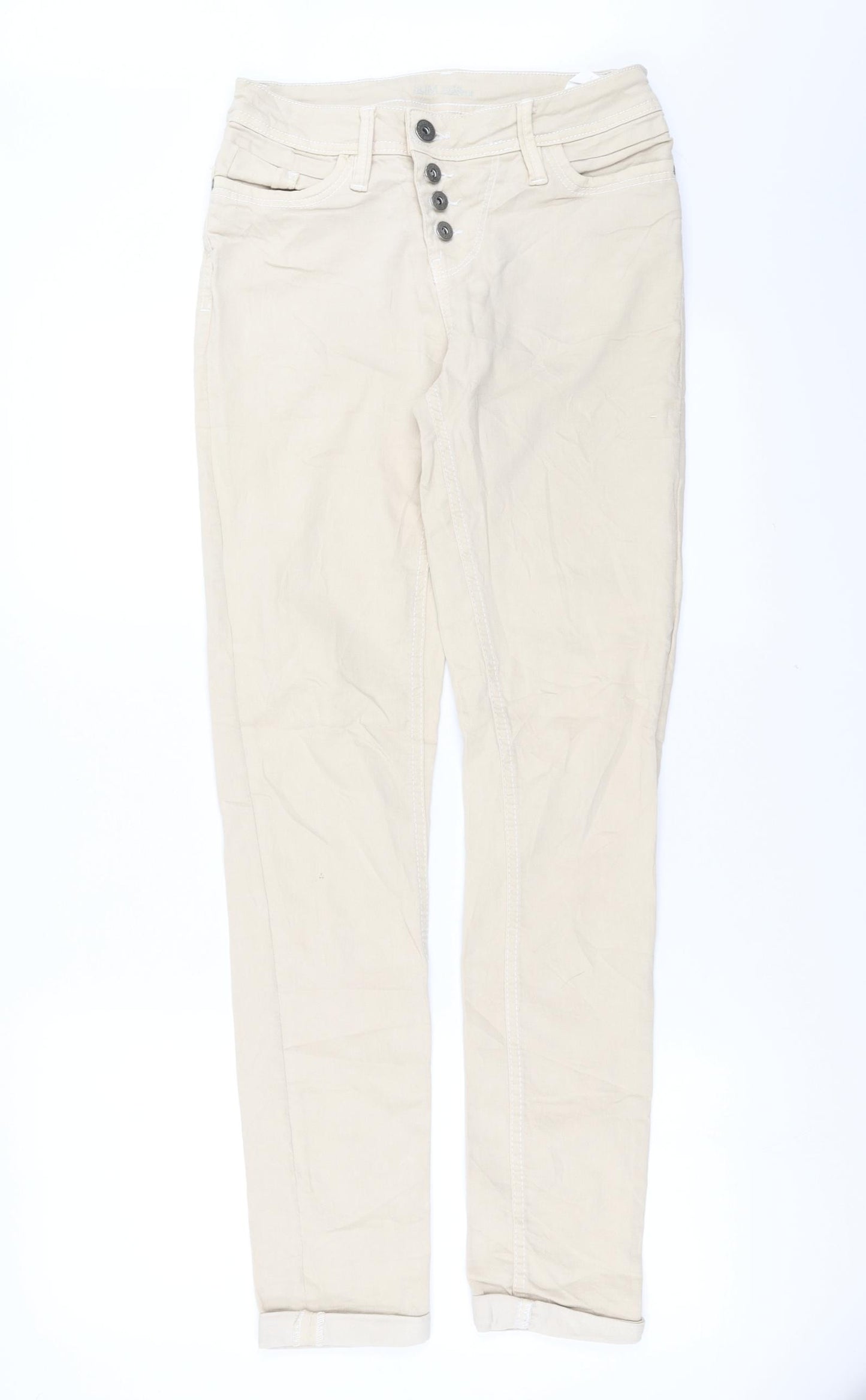 Preworn Womens Beige  Denim Straight Jeans Size 10 L31 in
