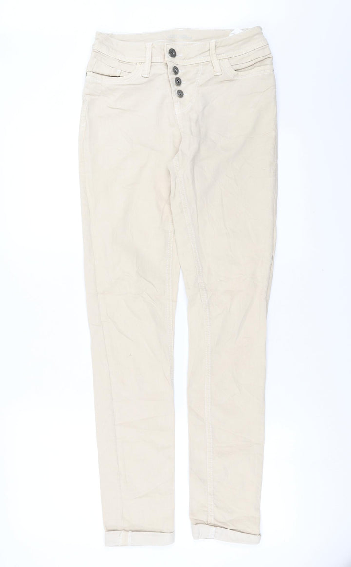 Preworn Womens Beige  Denim Straight Jeans Size 10 L31 in