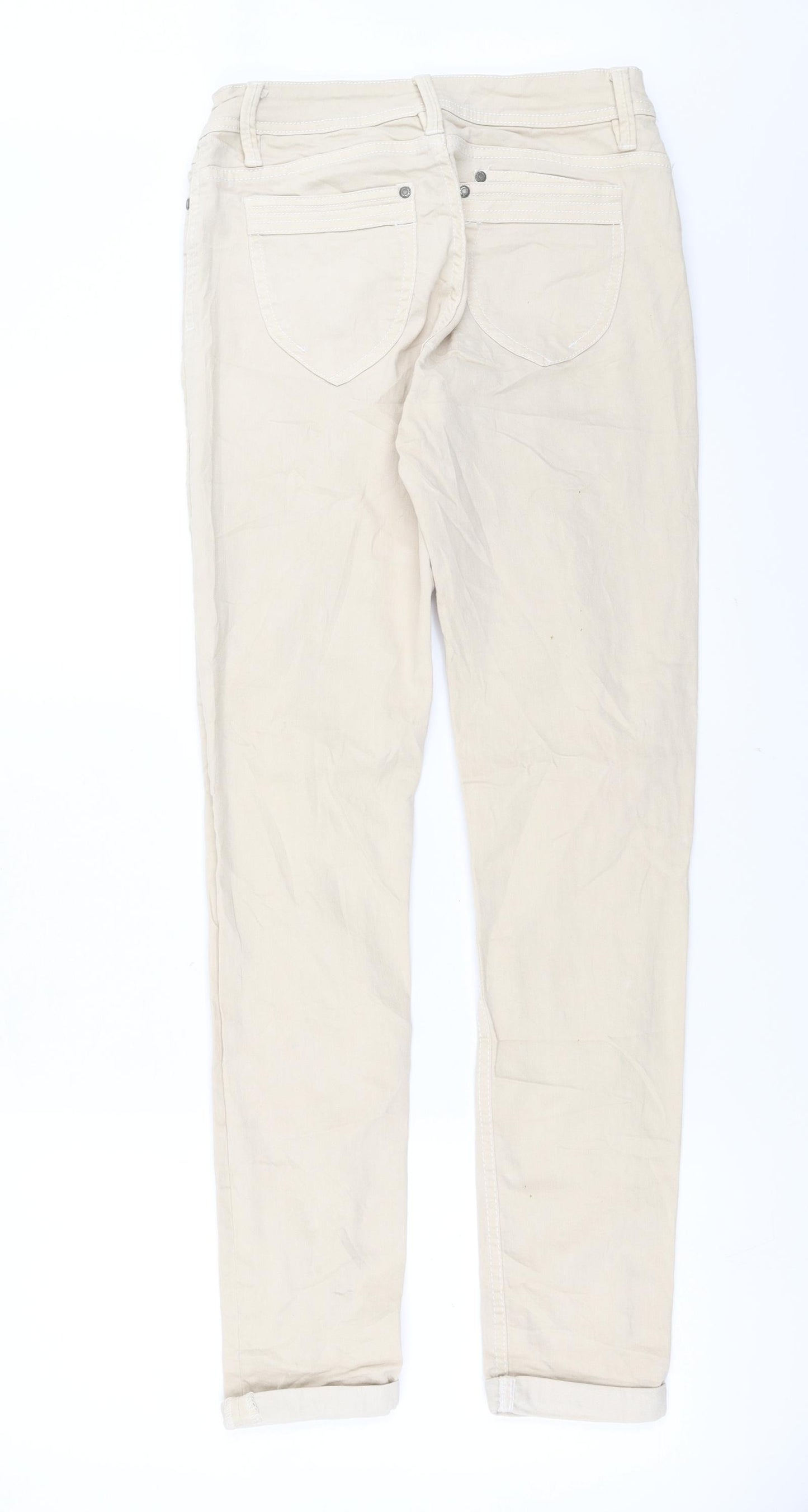 Preworn Womens Beige  Denim Straight Jeans Size 10 L31 in