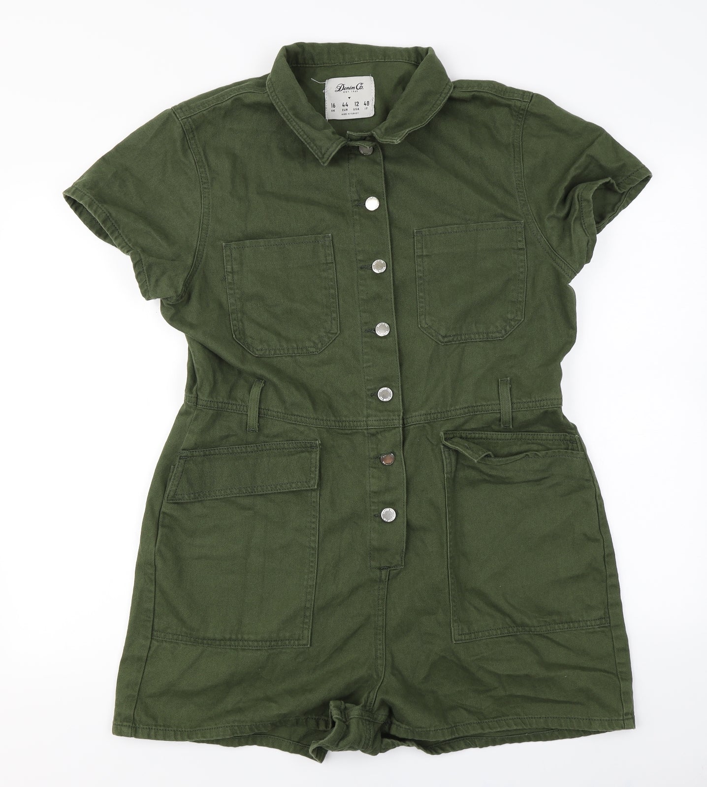 Denim Co Womens Green  Denim Playsuit One-Piece Size 16