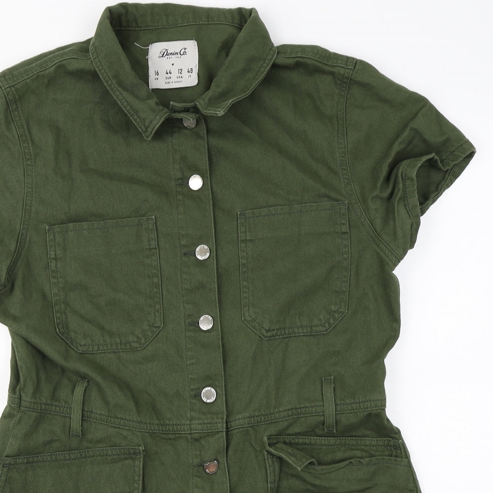 Denim Co Womens Green  Denim Playsuit One-Piece Size 16