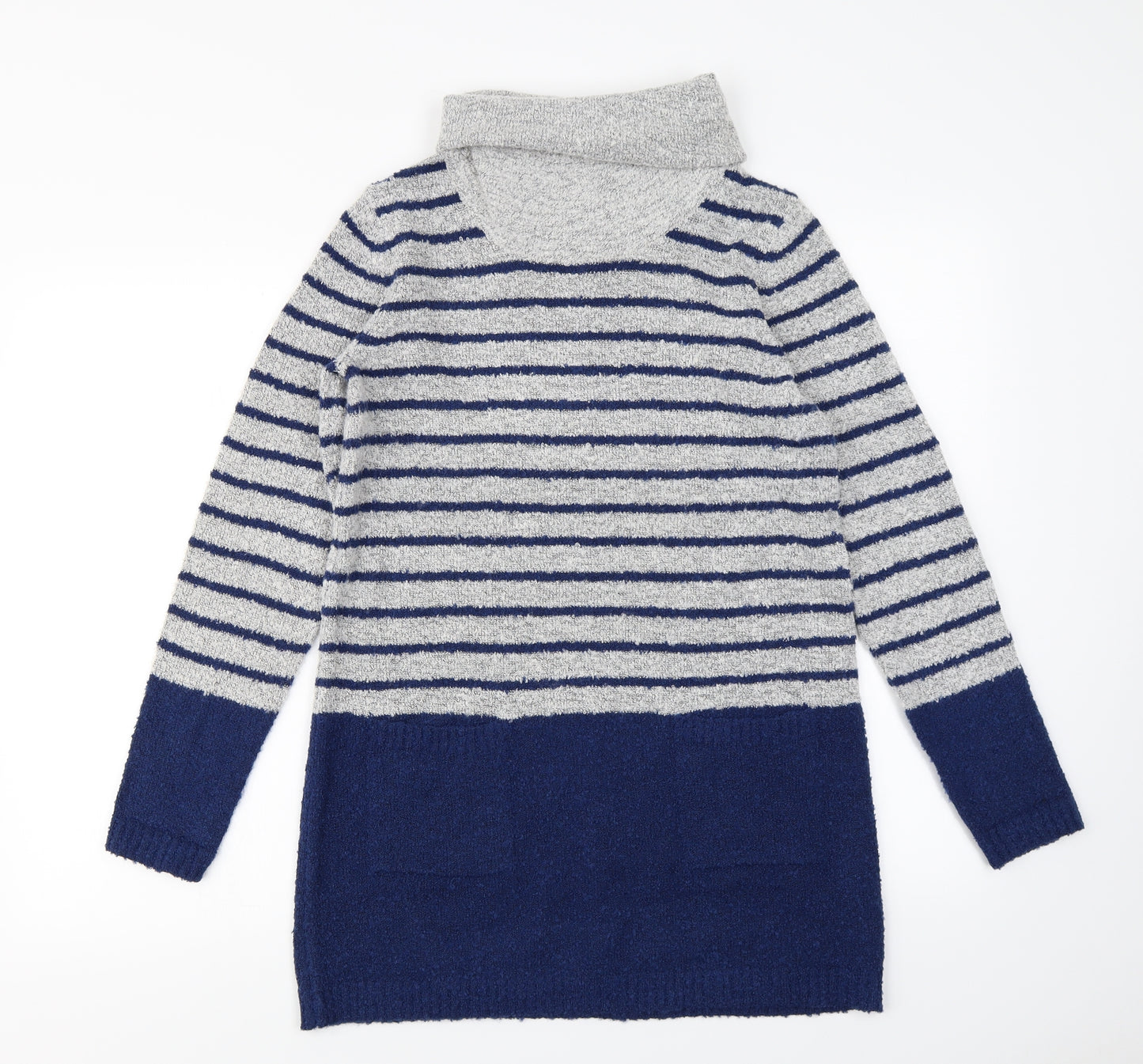 M&Co Womens Blue Striped Knit Jumper Dress  Size 12