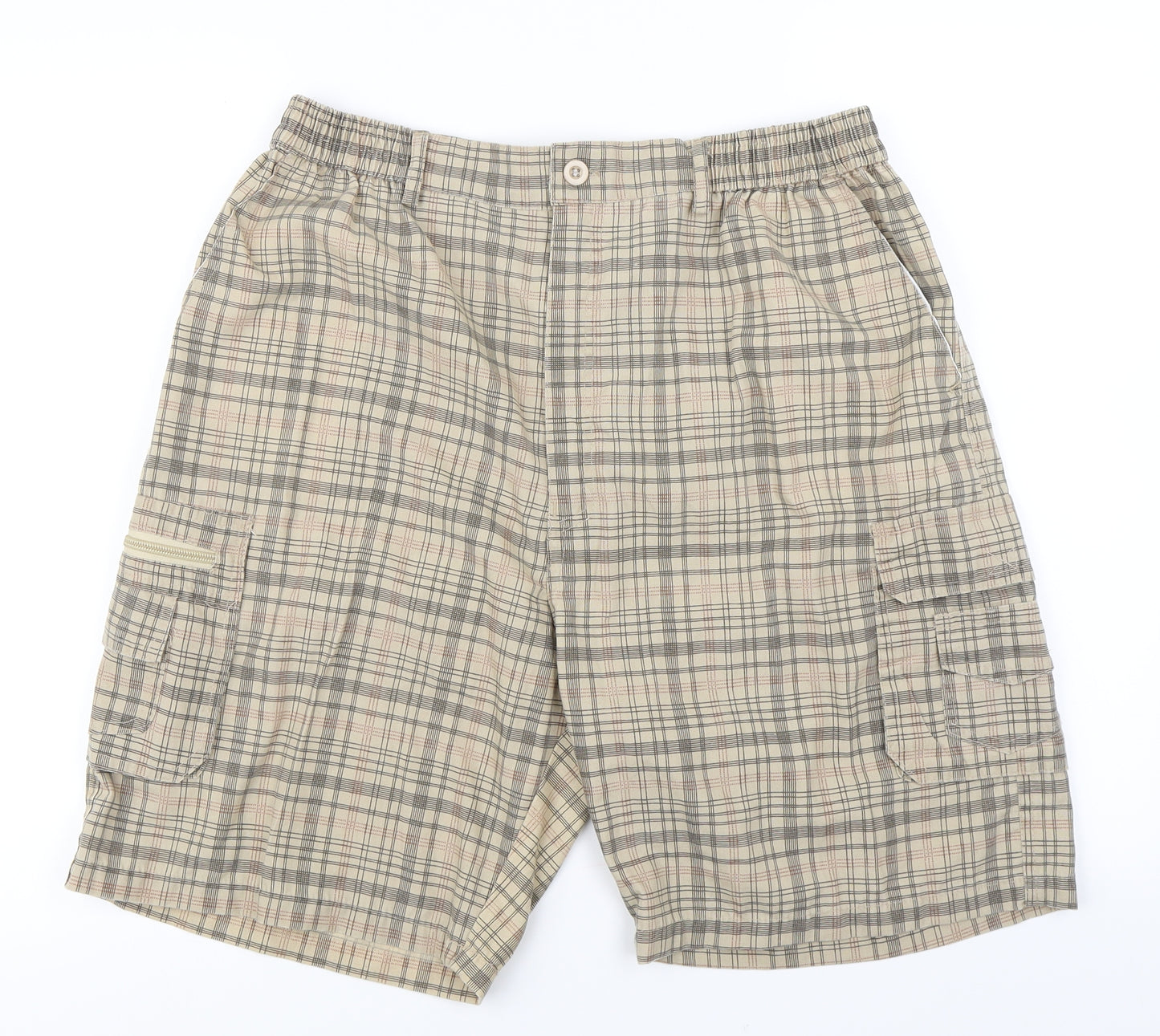 Preworn Mens Brown Plaid  Cargo Shorts Size 3XL